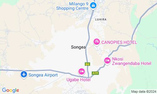 Ausschnitt der Weltkarte zu Songea