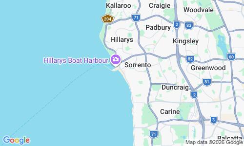 Ausschnitt der Weltkarte zu Sorrento Beach