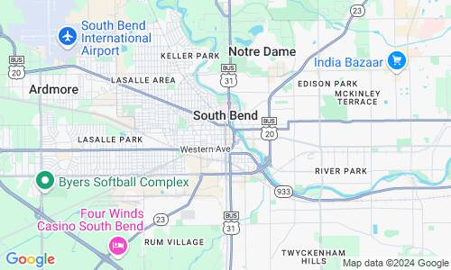 Ausschnitt der Weltkarte zu South Bend