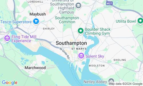 Ausschnitt der Weltkarte zu Southampton