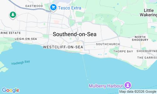 Ausschnitt der Weltkarte zu Southend Central Beach