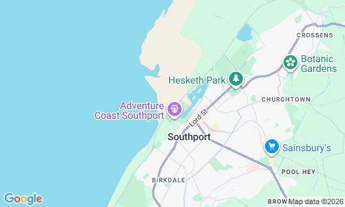 Ausschnitt der Weltkarte zu Southport Beach