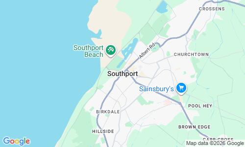 Ausschnitt der Weltkarte zu Southport Strand