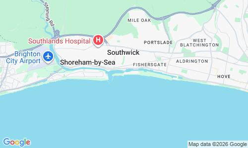 Ausschnitt der Weltkarte zu Southwick Beach