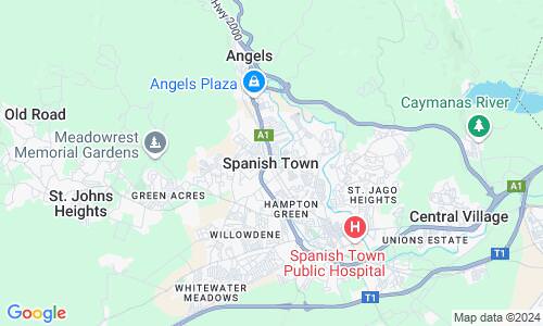 Ausschnit der Weltkarte zu Spanish Town