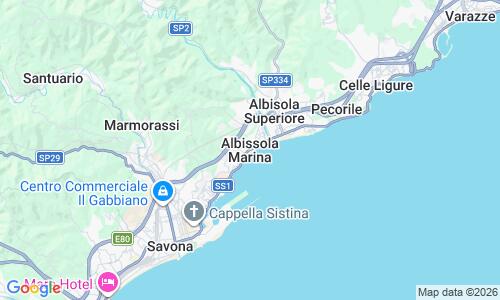 Ausschnitt der Weltkarte zu Spiaggia di Albisola Marina