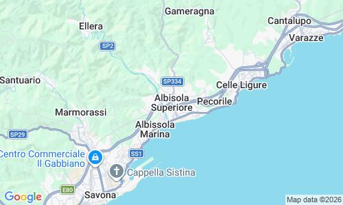 Ausschnitt der Weltkarte zu Spiaggia di Albisola Superiore