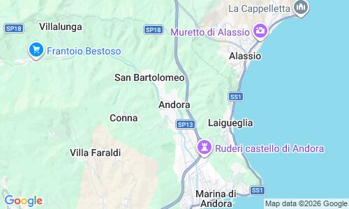 Ausschnitt der Weltkarte zu Spiaggia di Andora