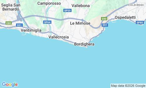 Ausschnitt der Weltkarte zu Spiaggia di Bordighera - Lungomare Argentina
