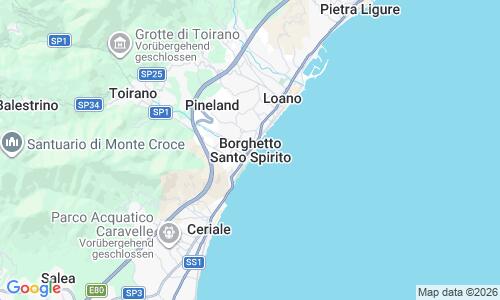 Ausschnitt der Weltkarte zu Spiaggia di Borghetto Santo Spirito