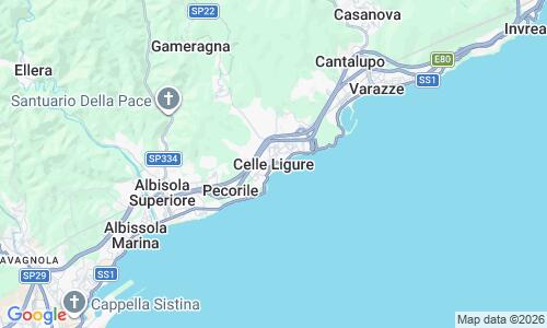Ausschnitt der Weltkarte zu Spiaggia di Celle Ligure