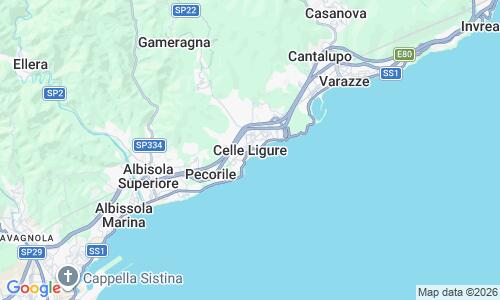Ausschnitt der Weltkarte zu Spiaggia di Celle Ligure