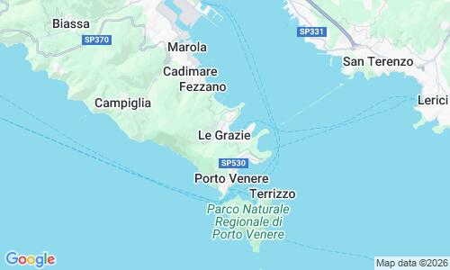 Ausschnitt der Weltkarte zu Spiaggia di Le Grazie