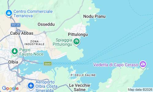 Ausschnitt der Weltkarte zu Spiaggia di Pittulongu