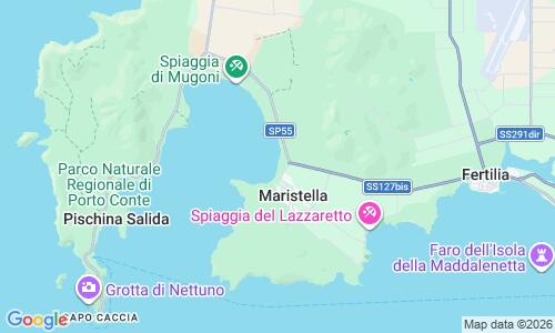 Ausschnitt der Weltkarte zu Spiaggia di Porto Conte