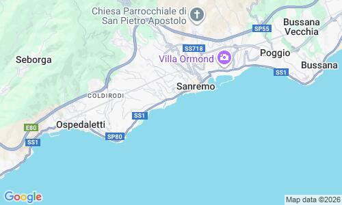 Ausschnitt der Weltkarte zu Spiaggia di Sanremo - Lungomare Vittorio Emanuele II