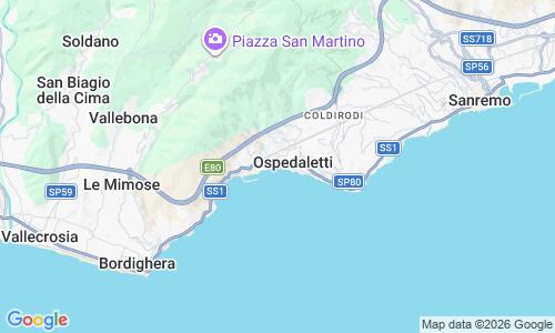 Ausschnitt der Weltkarte zu Spiaggia Ospedaletti
