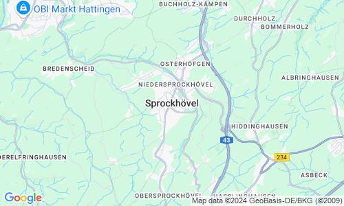 Ausschnitt der Weltkarte zu Sprockhövel