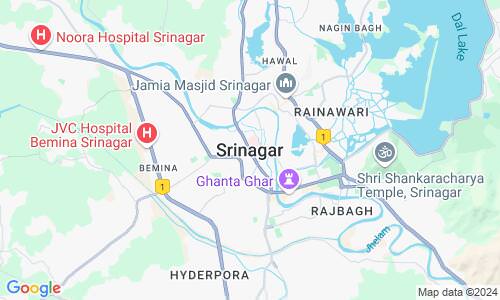 Ausschnitt der Weltkarte zu Srinagar