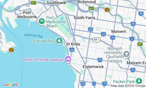 Ausschnitt der Weltkarte zu St Kilda Beach