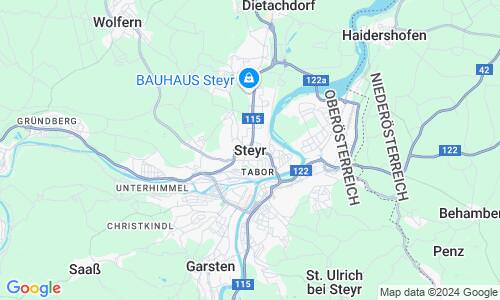 Ausschnit der Weltkarte zu Steyr