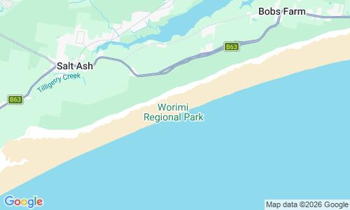 Ausschnitt der Weltkarte zu Stockton Beach