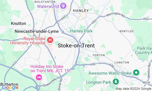 Ausschnitt der Weltkarte zu Stoke-on-Trent