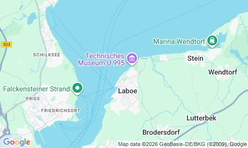 Ausschnitt der Weltkarte zu Strand Laboe
