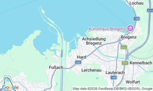 Ausschnitt der Weltkarte zu Strandbad Hard