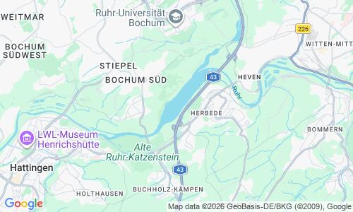 Ausschnitt der Weltkarte zu Strandbad Kemnader See