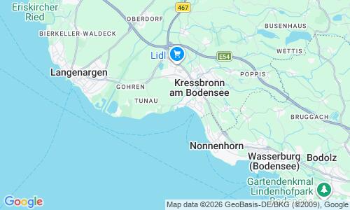 Ausschnitt der Weltkarte zu Strandbad Kressbronn