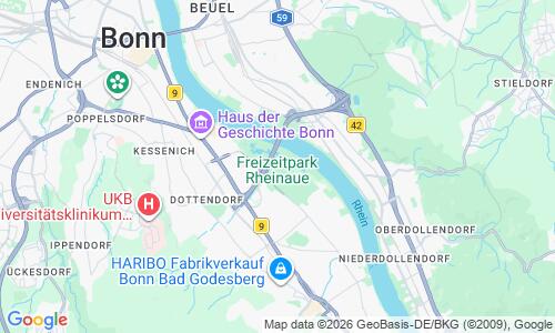 Ausschnitt der Weltkarte zu Strandbad Rheinaue Bonn