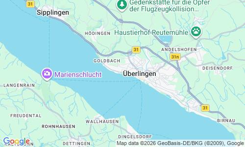Ausschnitt der Weltkarte zu Strandbad Überlingen