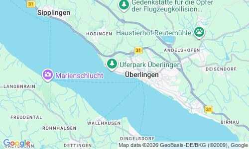 Ausschnitt der Weltkarte zu Strandbad Ueberlingen