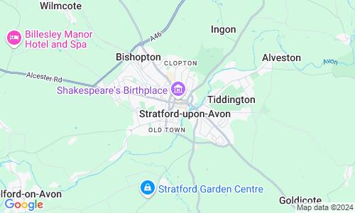 Ausschnitt der Weltkarte zu Stratford-upon-Avon