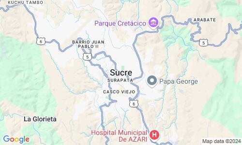 Ausschnit der Weltkarte zu Sucre