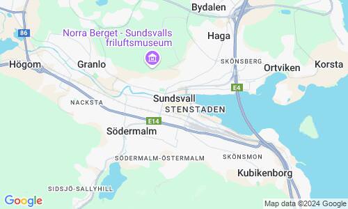 Ausschnitt der Weltkarte zu Sundsvall