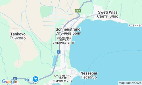 Ausschnitt der Weltkarte zu Sunny Beach