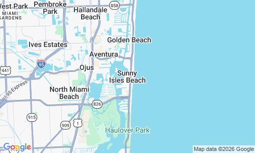 Ausschnitt der Weltkarte zu Sunny Isles Beach
