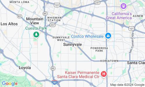 Ausschnitt der Weltkarte zu Sunnyvale
