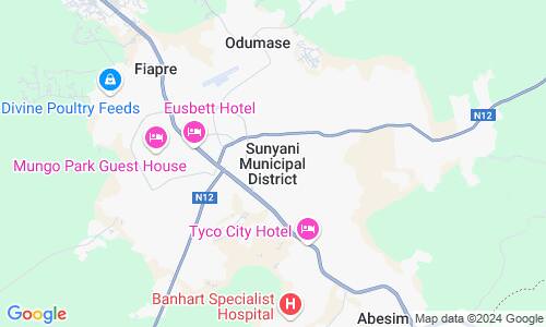 Ausschnitt der Weltkarte zu Sunyani