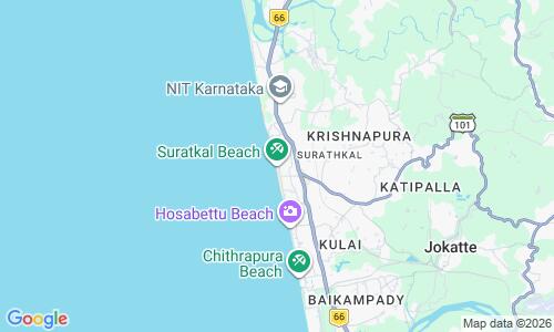 Ausschnitt der Weltkarte zu Surathkal Beach