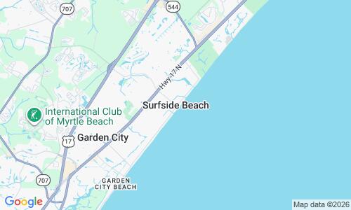 Ausschnitt der Weltkarte zu Surfside Beach