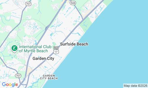 Ausschnitt der Weltkarte zu Surfside Beach