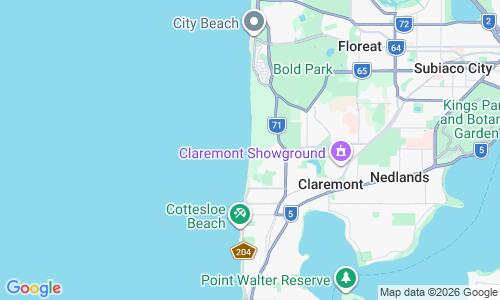 Ausschnitt der Weltkarte zu Swanbourne Beach