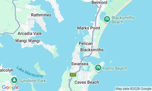 Ausschnitt der Weltkarte zu Swansea Beach