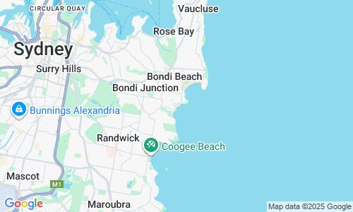 Ausschnitt der Weltkarte zu Tamarama Beach