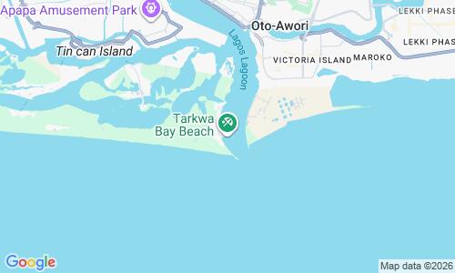 Ausschnit der Weltkarte zu Tarkwa Bay Beach