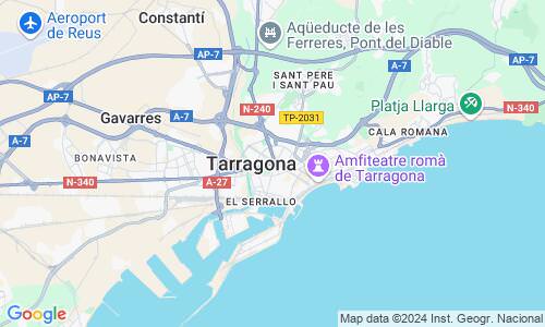 Ausschnitt der Weltkarte zu Tarragona