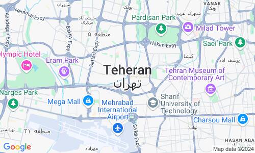 Ausschnit der Weltkarte zu Teheran